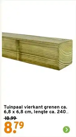 GAMMA Tuinpaal vierkant grenen ca. 6,8 x 6,8 cm, lengte ca. 240 cm aanbieding