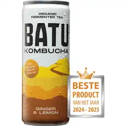 Jumbo Batu Kombucha Organic Fermented Tea Ginger & Lemon 250 ml aanbieding