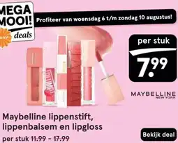 Etos Maybelline lippenstift, lippenbalsem en lipgloss aanbieding