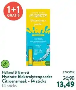 Holland & Barrett Hydrate Elektrolytenpoeder Citroensmaak - 14 sticks aanbieding