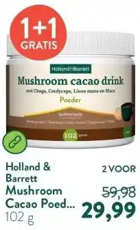 Holland & Barrett Mushroom Cacao Poeder Drink - 102g aanbieding