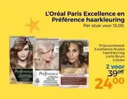 Trekpleister L'Oréal Paris Excellence en Préférence haarkleuring Per stuk voor 13.00. aanbieding