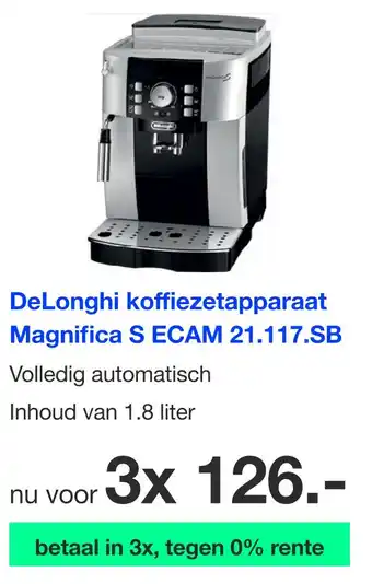 DirectSale DeLonghi koffiezetapparaat Magnifica S ECAM 21.117.SB aanbieding