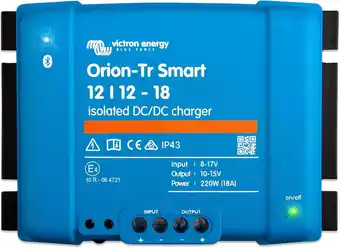 Amazon Victron Energy Orion-Tr Smart 12/12-Volt 18 amp 220-Watt DC-DC Acculader, Geïsoleerd (Bluetooth) aanbieding