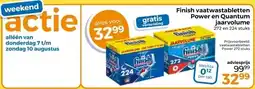 Trekpleister Finish vaatwastabletten Power en Quantum jaarvolume aanbieding