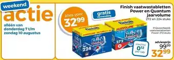 Trekpleister Finish vaatwastabletten Power en Quantum jaarvolume aanbieding
