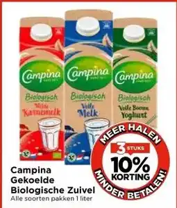 Vomar Voordeelmarkt Campina Gekoelde Biologische Zuivel aanbieding