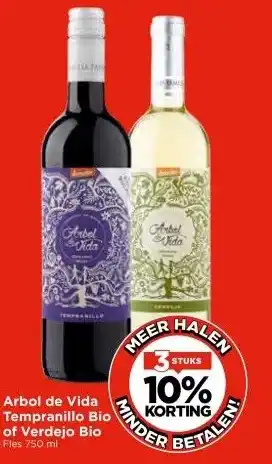 Vomar Voordeelmarkt Arbol de Vida Tempranillo Bio of Verdejo Bio aanbieding
