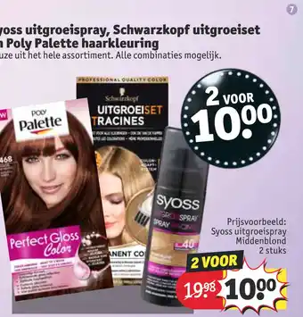 Kruidvat Syoss uitgroeispray, Schwarzkopf uitgroeiset en Poly Palette haarkleuring aanbieding