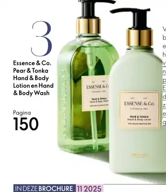 Oriflame Essence & Co. Pear & Tonka Hand & Body Lotion en Hand & Body Wash aanbieding