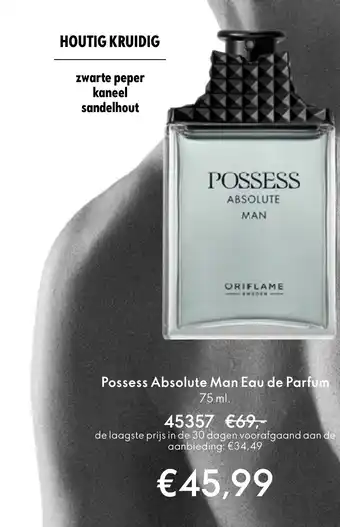 Oriflame Possess Absolute Man Eau de Parfum aanbieding