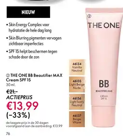 Oriflame THE ONE BB Beautifier MAX Cream SPF 15 aanbieding