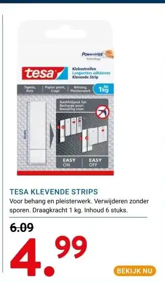 Kluswijs TESA KLEVENDE STRIPS aanbieding