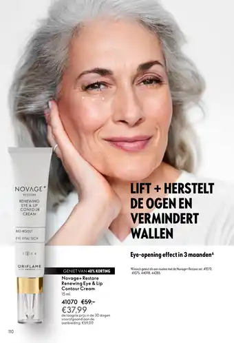 Oriflame Novage+ Restore Renewing Eye & Lip Contour Cream aanbieding