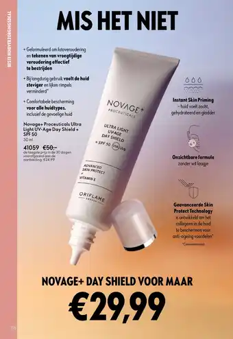 Oriflame Novage+ Proceuticals Ultra Light UV-Age Day Shield + SPF 50 aanbieding