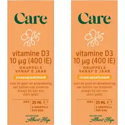 Albert Heijn Care Vitamine D3 10µg druppels 2-pack aanbieding