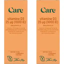 Albert Heijn Care Vitamine D3 25µg druppels 2-pack aanbieding