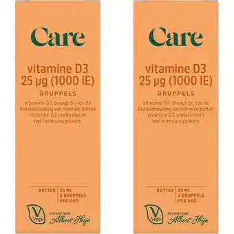 Albert Heijn Care Vitamine D3 25µg druppels 2-pack aanbieding