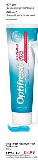 Oriflame Optifresh Maximum Fresh Toothpaste aanbieding