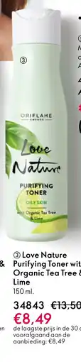 Oriflame Love Nature Purifying Toner with Organic Tea Tree & Lime aanbieding