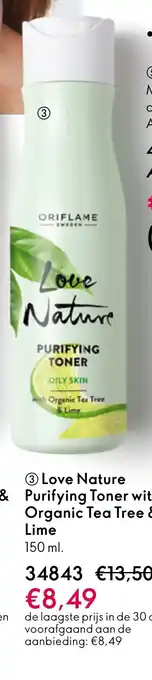 Oriflame Love Nature Purifying Toner with Organic Tea Tree & Lime aanbieding