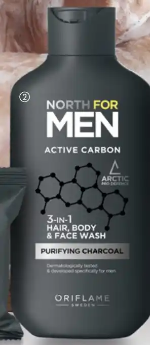 Oriflame North For Men Active Carbon 3-in-1 Hair, Body & Face Wash aanbieding