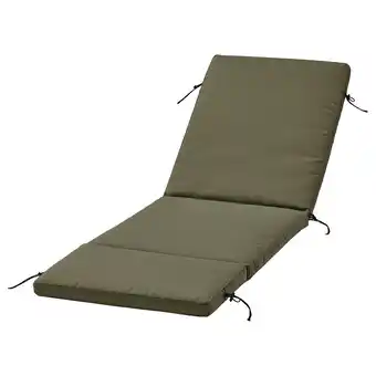 IKEA Olijfgroen chaise longuekussen voor buiten met stropdassen, rechthoekig en gewatteerd voor comfort aanbieding