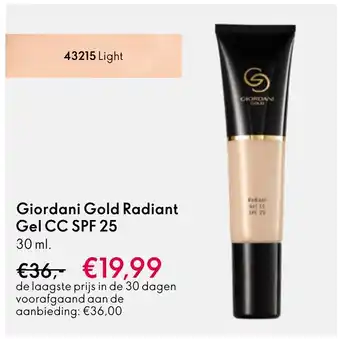 Oriflame Giordani Gold Radiant Gel CC SPF 25 aanbieding