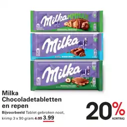 Sligro Milka Chocoladetabletten en repen aanbieding