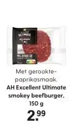 Albert Heijn AH Excellent Ultimate smokey beefburger, 150 g aanbieding