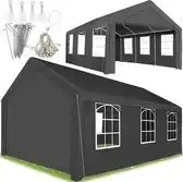 Praxis tectake - Tuinpaviljoen 6x4m met 4 zijwanden - kliksysteem - Grijs aanbieding