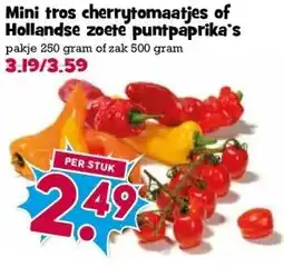 Boon`s Markt Mini tros cherrytomaatjes of Hollandse zoete puntpaprika's pakje aanbieding