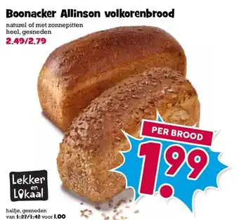 Boon`s Markt Boonacker Allinson volkorenbrood aanbieding