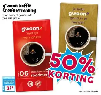 Boon`s Markt g'woon koffie snelfiltermaling aanbieding