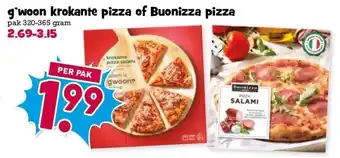 Boon`s Markt g'woon krokante pizza of Buonizza pizza aanbieding