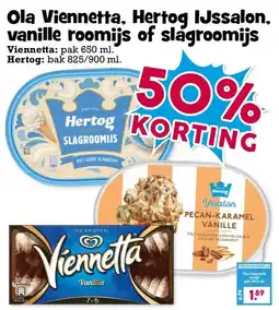 Boon`s Markt Ola Viennetta, Hertog IJssalon, vanille roomijs of slagroomijs aanbieding