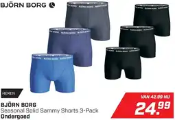 Daka Sport Björn borg Seasonal Solid Sammy Shorts 3-Pack Ondergoed aanbieding
