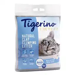Zooplus 12kg Tigerino Premium Febreze/Ambi Pur Freshness Frisse Katoenbloesem geur Kattenbakvulling aanbieding