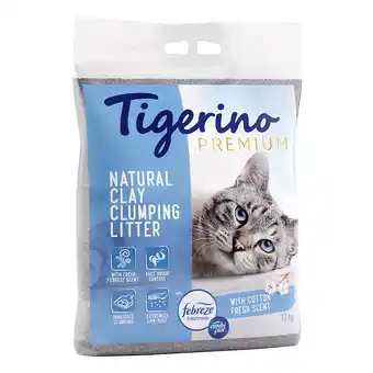 Zooplus 12kg Tigerino Premium Febreze/Ambi Pur Freshness Frisse Katoenbloesem geur Kattenbakvulling aanbieding