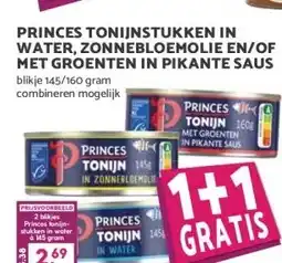 Boon`s Markt PRINCES TONIJNSTUKKEN IN WATER, ZONNEBLOEMOLIE EN/OF MET GROENTEN IN PIKANTE SAUS aanbieding