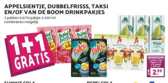 Boon`s Markt APPELSIENTJE, DUBBELFRISSS, TAKSI EN/OF VAN DE BOOM DRINKPAKJES aanbieding
