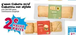 Boon`s Markt g'woon Ciabatta en/of Čiabattina met olijfolie aanbieding