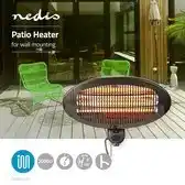Bol.com Nedis Patio Verwarmer - 2000 W - 3 Warmte Standen - Wandmontage - IP34 - Zwart aanbieding