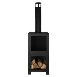 Welkoop Fancy Flames - Tuinhaard - Zwart - Staal - 38,4x38,4x133,7 cm aanbieding