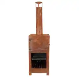 Welkoop Fancy Flames - Tuinhaardmet pizzaoven - Roest - 38,9x39,9x140,5 cm aanbieding