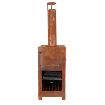 Welkoop Fancy Flames - Tuinhaardmet pizzaoven - Roest - 38,9x39,9x140,5 cm aanbieding