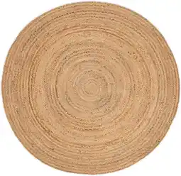 Amazon carpetfine Jute Vloerkleed Nele rond Beige Ø 60 cm | Modern tapijt voor woonkamer en slaapkamer aanbieding