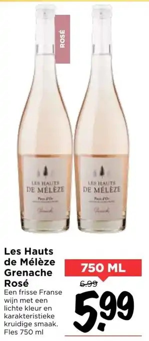 Vomar Voordeelmarkt Les Hauts de Meleze Grenache Rose 750ml aanbieding