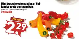 De Boerenschuur Mini tros cherrytomaatjes of Hol landse zoete puntpaprika's aanbieding