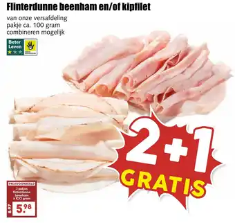 De Boerenschuur Flinterdunne beenham en of kipfilet aanbieding